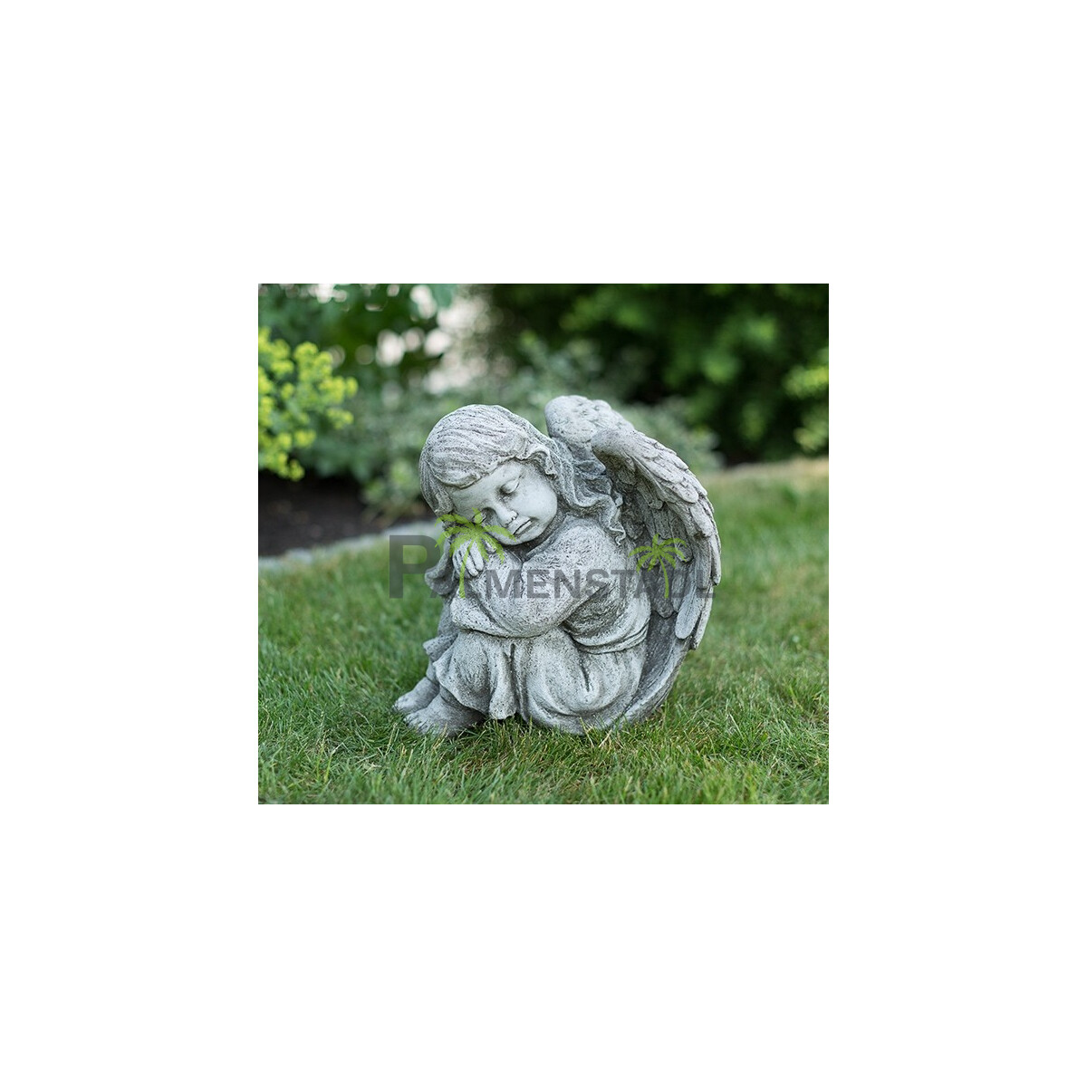 Figur "Sitting Angel Girl" - Antiksteinguss