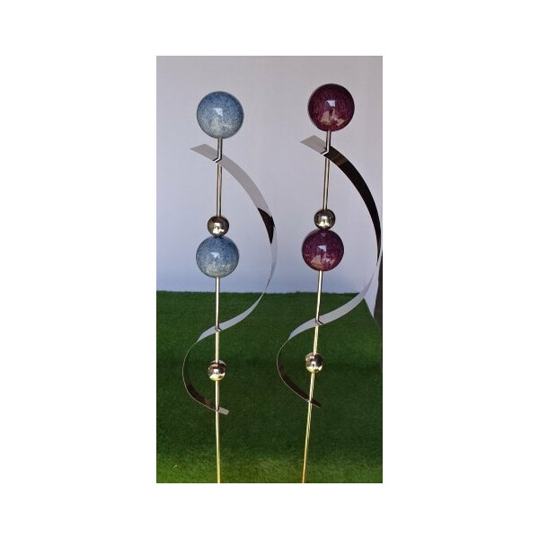Edelstahl Gartenstecker 3-farbig mit 4 Kugeln