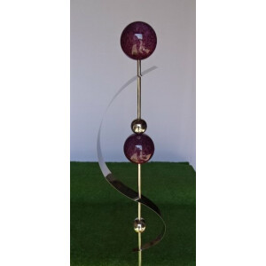Edelstahl Gartenstecker 3-farbig mit 4 Kugeln