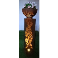 Säule "Venezia" mit Schale - Edelrost