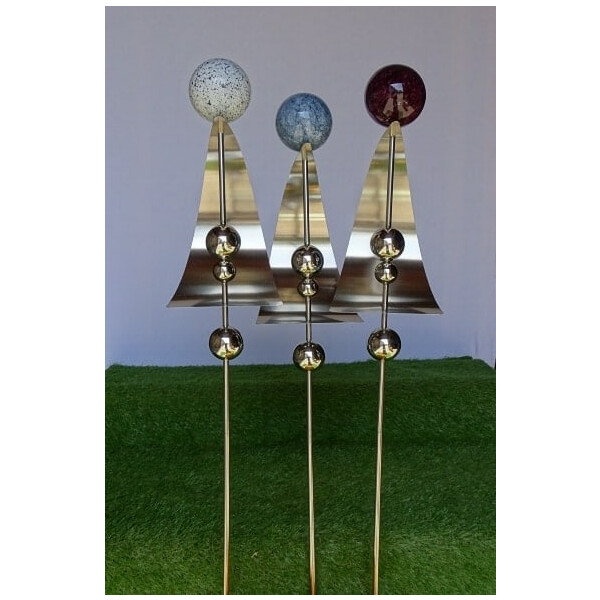 Edelstahl Gartenstecker mit farbiger Kugel